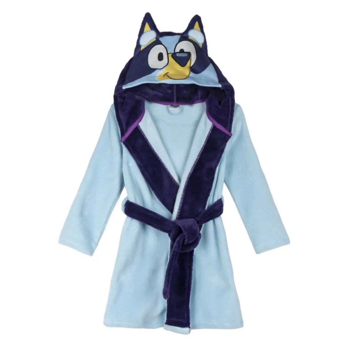 Blauer Bademantel aus Korallenfleece für Kinder
