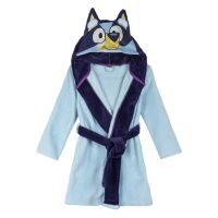 Blauer Bademantel aus Korallenfleece für Kinder