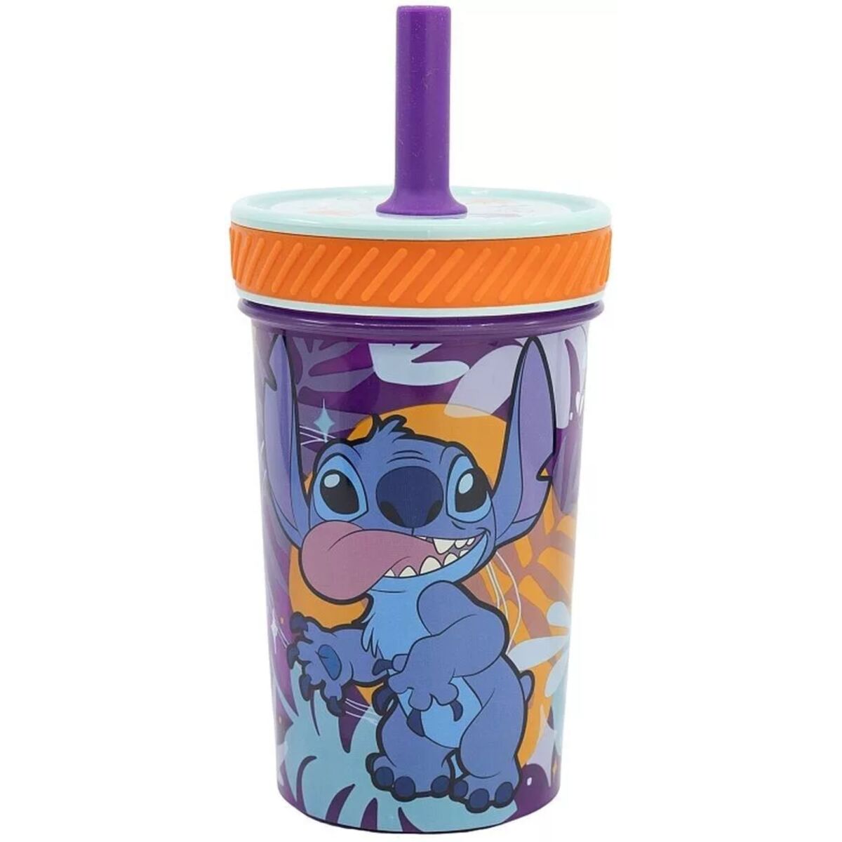 Kippsicherer, rutschfester Plastikbecher mit Strohhalm 370 ml
