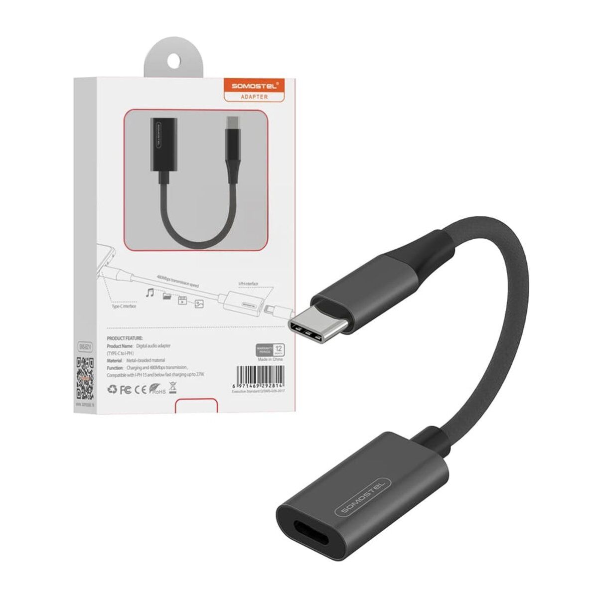 Somostel Host-Adapter OTG Typ-C - Lightning schwarz SMS-BZ14