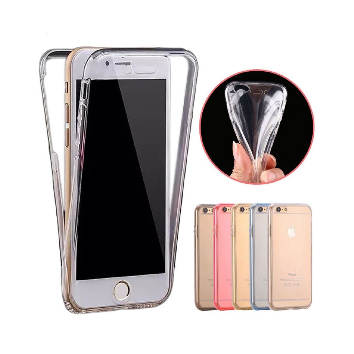 iPhone 6 / 6S Full Cover Silikon 4,7" TPU 360° Transparent Schutzhülle