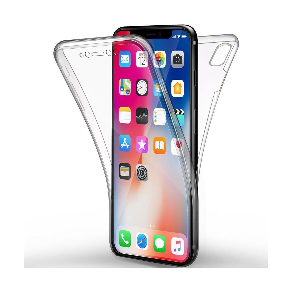 iPhone XS Max Full Cover Silikon 6.5" TPU 360° Transparent Schutzhülle